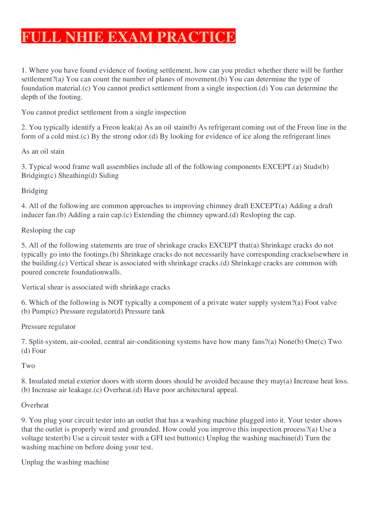Preview image for FULL NHIE EXAM PRACTICE WITH COMPLETE SOLUTIONS